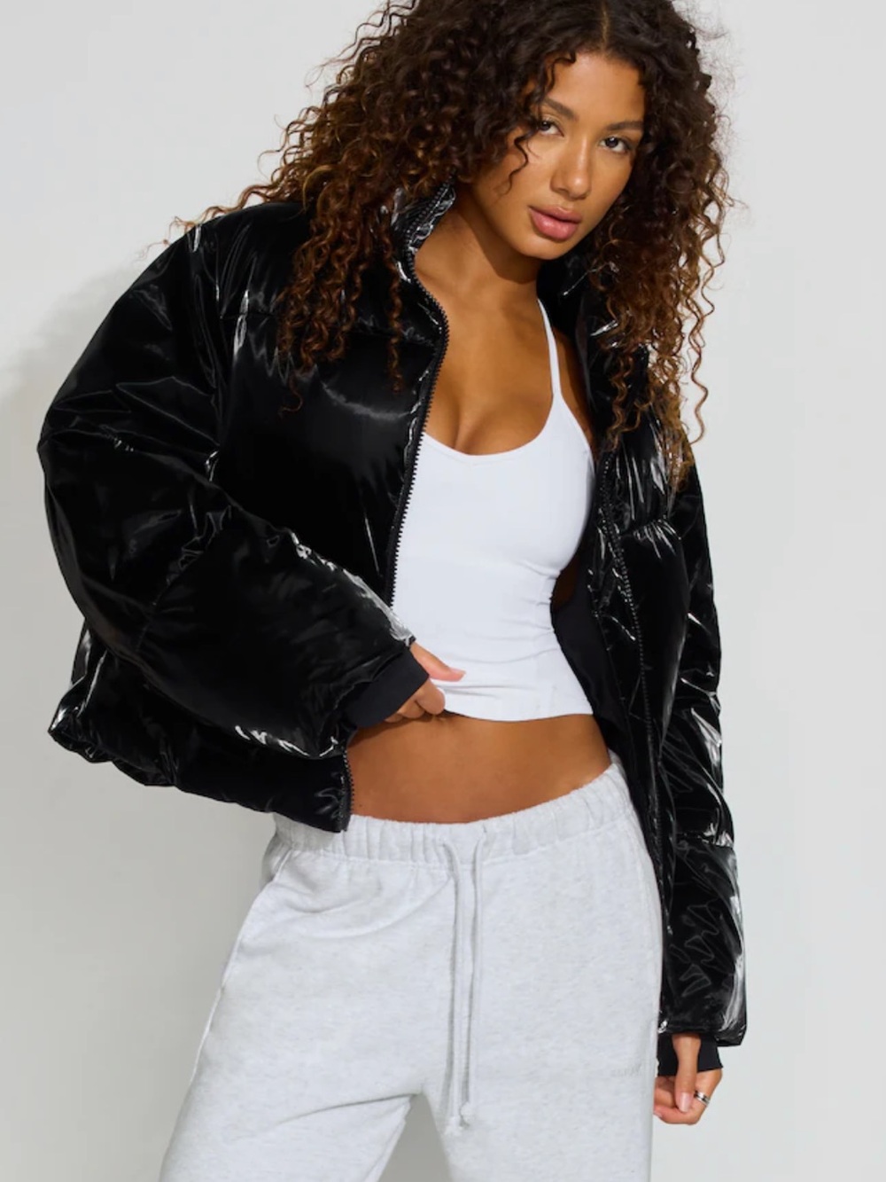 Garage Mini Puff Shiny Black Coat Women’s Small